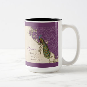 Caneca De Café Em Dois Tons Vintage Peacock & Etchings Hindu Wedding Gift