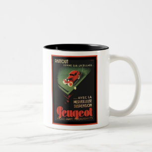 Caneca De Café Em Dois Tons Vintage Peugeot Ad - Partout Comme sur un billard