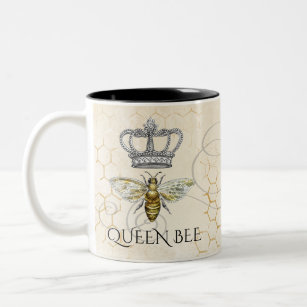 Caneca De Café Em Dois Tons Vintage Queen Bee Royal Crown Honeycomb