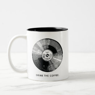 Caneca De Café Em Dois Tons Vintage Record