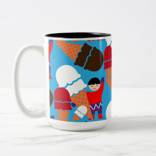 Caneca De Café Em Dois Tons Vintage Retro Sorvete Art