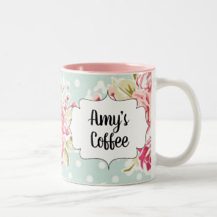 Caneca De Café Em Dois Tons Vintage Rosa Coffee Mug