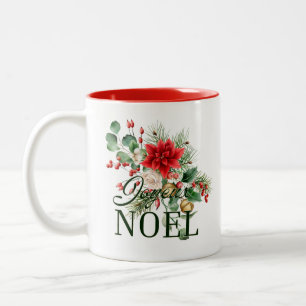 Caneca De Café Em Dois Tons Vintage Rústico Francês Joyeux Noel 