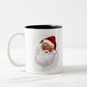Caneca De Café Em Dois Tons Vintage Santa Claus Feliz Natal