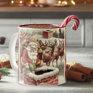 Caneca De Café Em Dois Tons Vintage Santa Claus Fúria