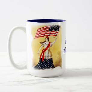 Caneca De Café Em Dois Tons Vintage "sempre vigilante" patriótico