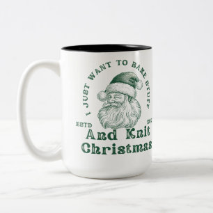 Caneca De Café Em Dois Tons "Vintage Tricô & Asse Christmas Papai Noel
