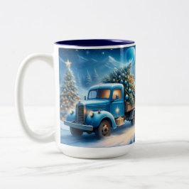 Caneca De Café Em Dois Tons Vintage Truck Christmas Mug, Retro