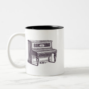 Caneca De Café Em Dois Tons Vintage Upright Piano