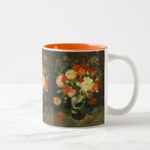 Caneca De Café Em Dois Tons Vintage Van Gogh Flowers Red Vase com Cravos