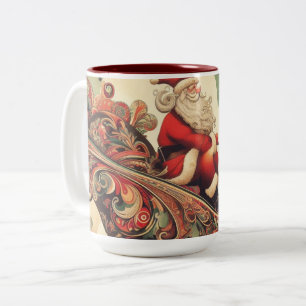 Caneca De Café Em Dois Tons vintage/whimsical/papais noeis/Natal