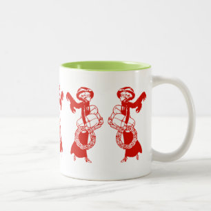 Caneca De Café Em Dois Tons Vintage Xmas Shoppers