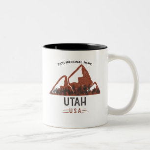 Caneca De Café Em Dois Tons Vintage Zion National Park Utah Coffee Mug
