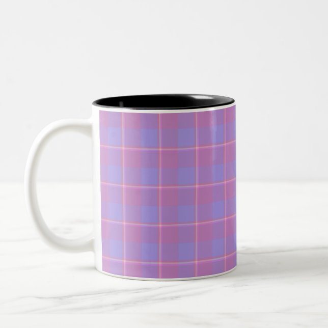 Caneca De Café Em Dois Tons Viola and Dull Lavender Plaid Purple Pink (Esquerda)