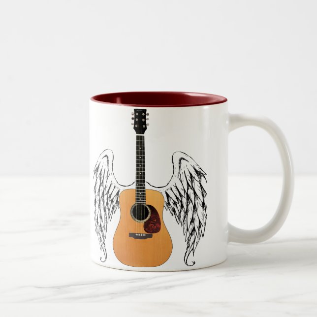 Caneca De Café Em Dois Tons Violão Acústico Winged (Direita)