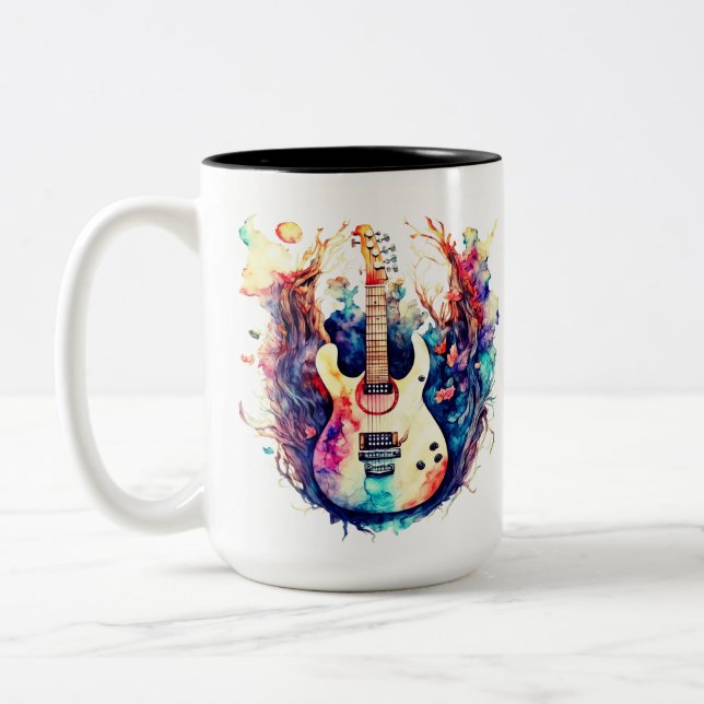 Caneca De Café Em Dois Tons Violão moderno (Esquerda)