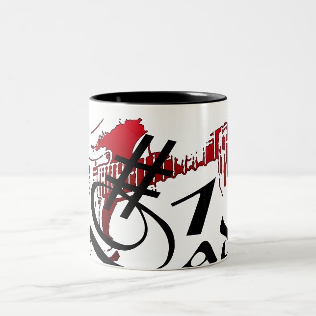 Caneca De Café Em Dois Tons Violão Pai nº 1 vermelho (Centro)