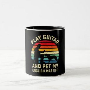Caneca De Café Em Dois Tons Violão Proprietário do Cão-de-Pet Guitarista d