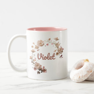 Caneca De Café Em Dois Tons Violet Floral Mug