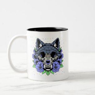 Caneca De Café Em Dois Tons Violet & Wolf Skull de fevereiro