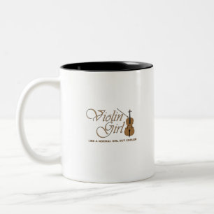 Caneca De Café Em Dois Tons Violin Girl, como uma garota normal, mas mais lega