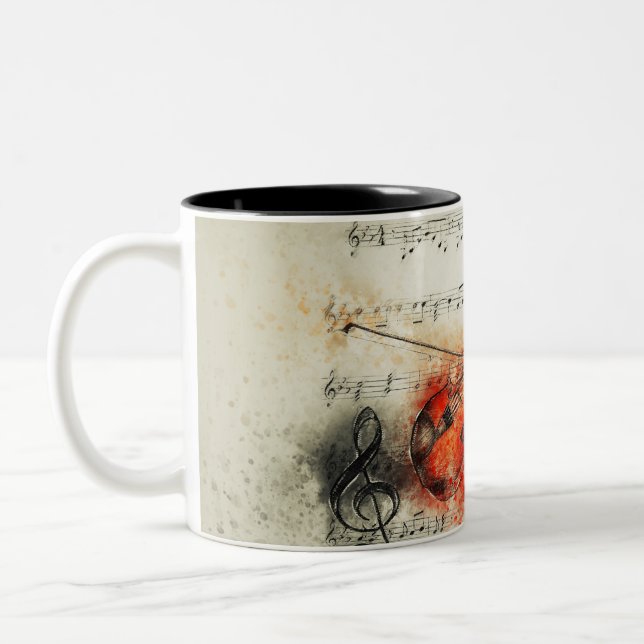 Caneca De Café Em Dois Tons Violin Music Dance Concert Waltz Man (Esquerda)