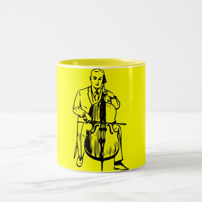 Caneca De Café Em Dois Tons Violoncelo ele plays riacho (Centro)