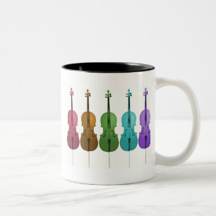 Caneca De Café Em Dois Tons Violoncelos e cor