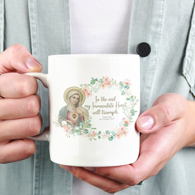 Caneca De Café Em Dois Tons Virgem Abençoada Mary Fatima Religiosa Católica (Criador carregado)