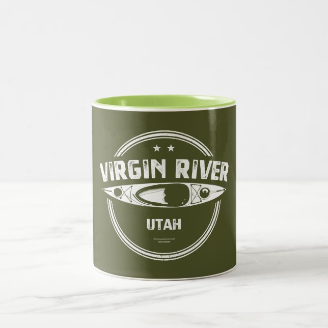 Caneca De Café Em Dois Tons Virgin River Utah Kayaking (Centro)