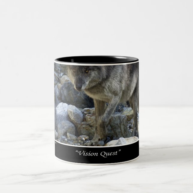 Caneca De Café Em Dois Tons Vision Quest Cinza Wolf Mug (Centro)