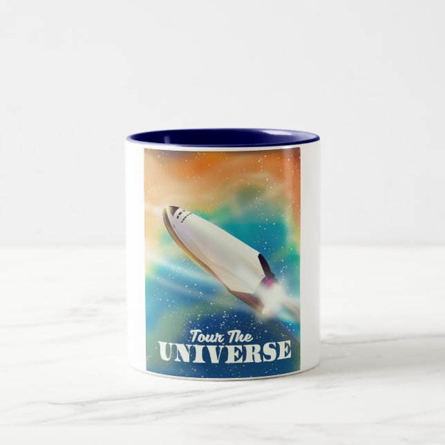 Caneca De Café Em Dois Tons Visite a arte espacial do Universo. (Centro)