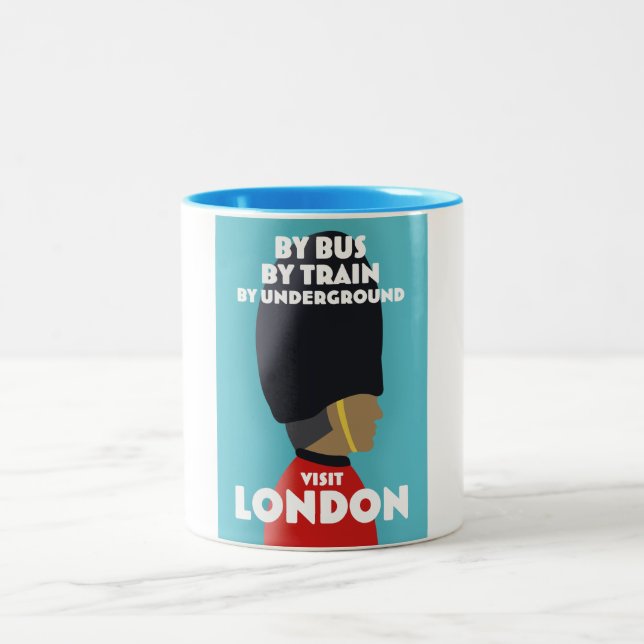 Caneca De Café Em Dois Tons Visite a impressão de arte de Londres. (Centro)