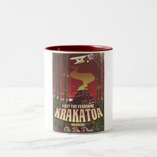 Caneca De Café Em Dois Tons Visite o Cartaz de Viagem do Temível Krakatoa