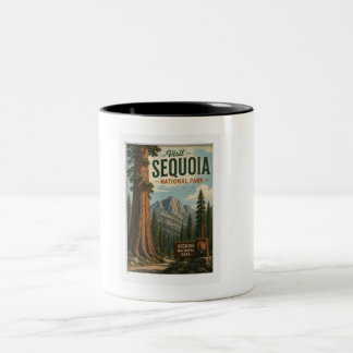 Caneca De Café Em Dois Tons Visite o Parque Nacional Sequoia Viagem Vintage