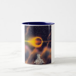 Caneca De Café Em Dois Tons Visite o Universo "Faça uma viagem hoje"