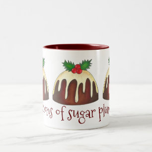 Caneca De Café Em Dois Tons Visões de Ameixas de Açúcar Ameixa Pudim de Natal