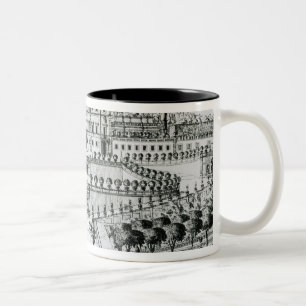Caneca De Café Em Dois Tons Vista da casa de campo Aldobrandini do jardim (en