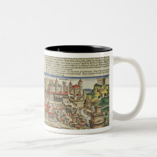 Caneca De Café Em Dois Tons Vista da cidade de Roma, do Nuremberg Chron