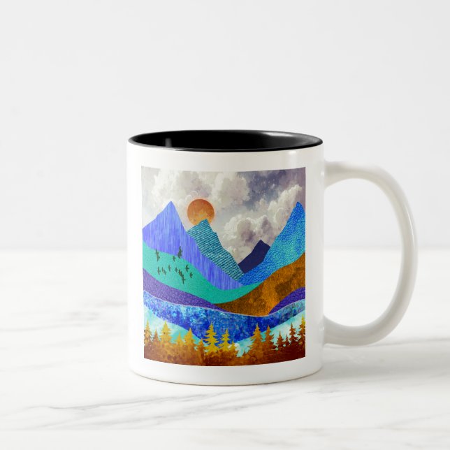 Caneca De Café Em Dois Tons Vista da Montanha (Direita)