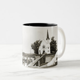 Caneca De Café Em Dois Tons Vista de 1925 das Ruas de Harsens Island Michigan