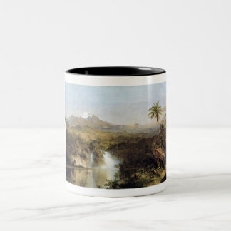 Caneca De Café Em Dois Tons Vista de Cotopaxi, Equador, igreja de Frederick