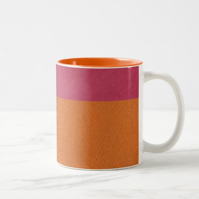 Caneca De Café Em Dois Tons Vista de couro rosa e laranja (Direita)