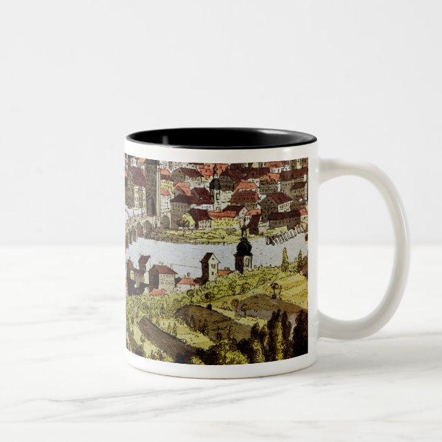 Caneca De Café Em Dois Tons Vista de Praga (Direita)
