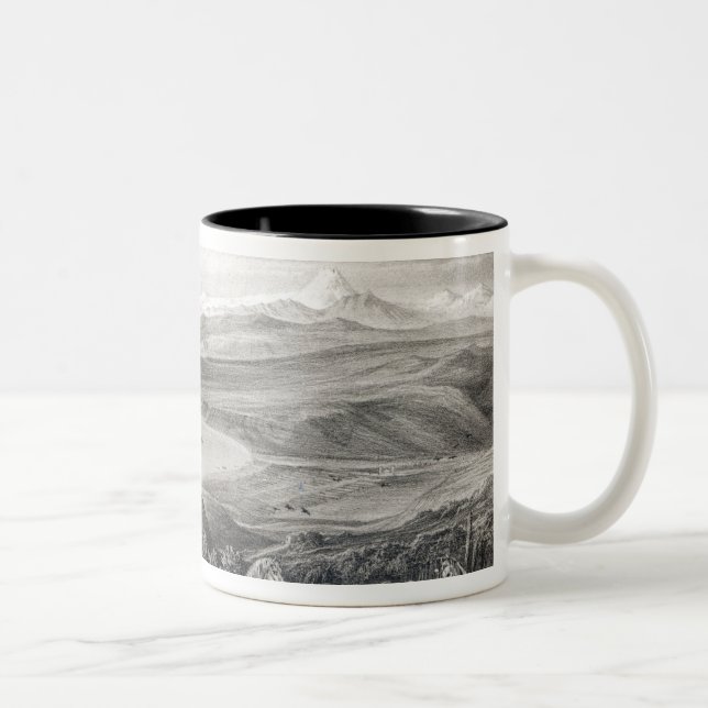 Caneca De Café Em Dois Tons Vista distante do vulcão de Aconcagua (Direita)
