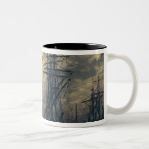 Caneca De Café Em Dois Tons Vista do porto, ou os moinhos de vento dentro