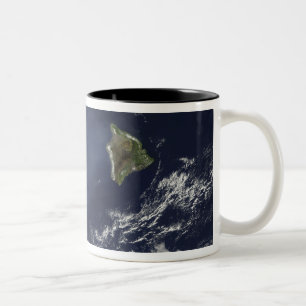 Caneca De Café Em Dois Tons Vista satélite da névoa vulcânica