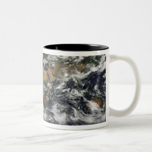 Caneca De Café Em Dois Tons Vista satélite detalhada da terra