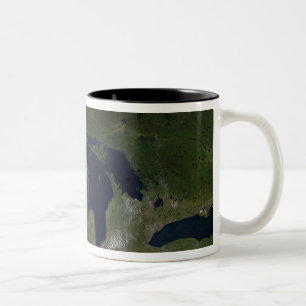 Caneca De Café Em Dois Tons Vista satélite dos grandes lagos