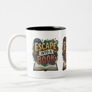 Caneca De Café Em Dois Tons Vista sua história: Escape em uma edição do livro